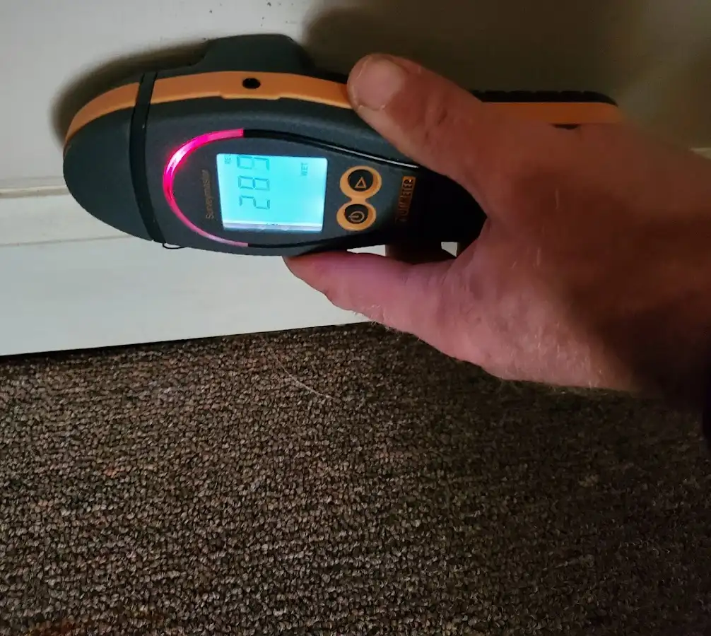 Moisture detection at baseboard during Burst Pipe Cleanup in Miami Springs